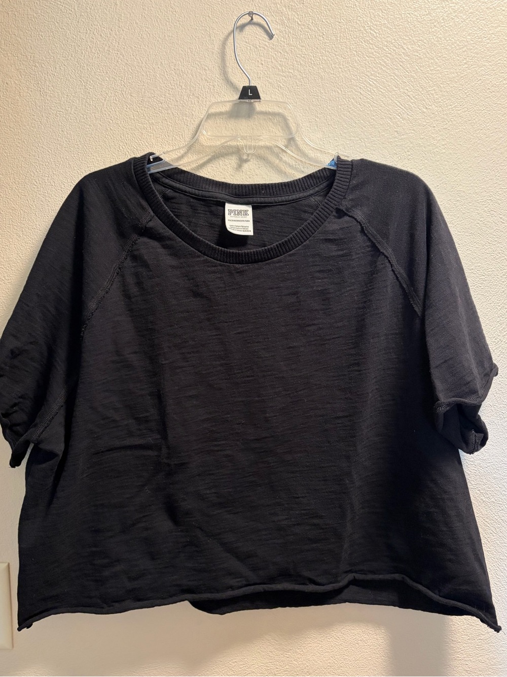 PINK Victoria's Secret Black Cropped Short Sleeve Top